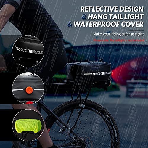 ROCKBROS Bolsa de portaequipajes de bicicleta Reflectante 5,2L-8L con protección contra lluvia