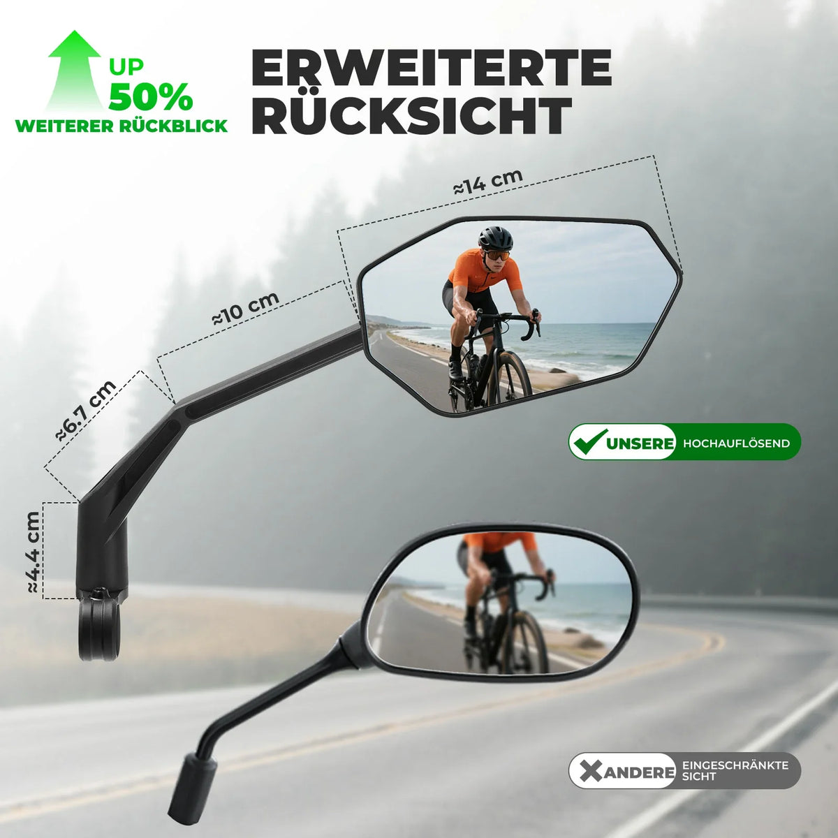 ROCKBROS Espejo Retrovisor para Bicicleta para Manillar 20–23 mm