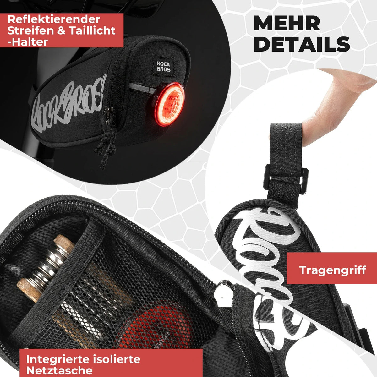 ROCKBROS Bolsa de sillín para bicicleta Bolsa de sillín portátil 0,8L
