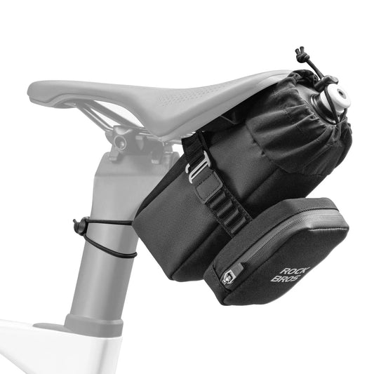 ROCKBROS Bolsa de sillín de bicicleta con portabotellas y 0,3L Mini Bolsa de sillín portátil