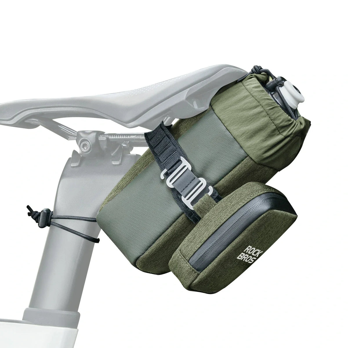 ROCKBROS Bolsa de sillín de bicicleta con portabotellas y 0,3L Mini Bolsa de sillín portátil