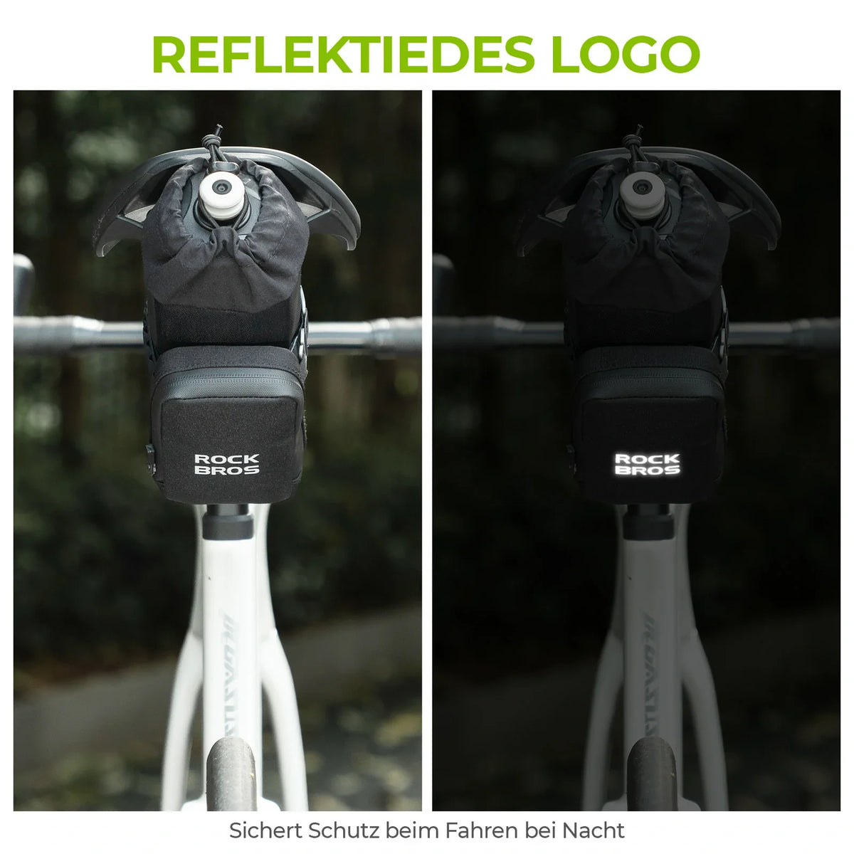 ROCKBROS Bolsa de sillín de bicicleta con portabotellas y 0,3L Mini Bolsa de sillín portátil