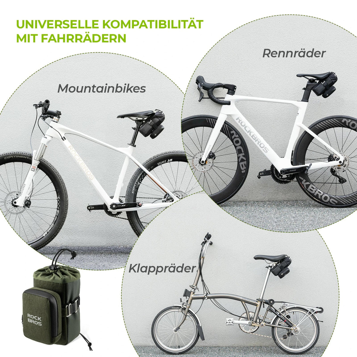 ROCKBROS Bolsa de sillín de bicicleta con portabotellas y 0,3L Mini Bolsa de sillín portátil