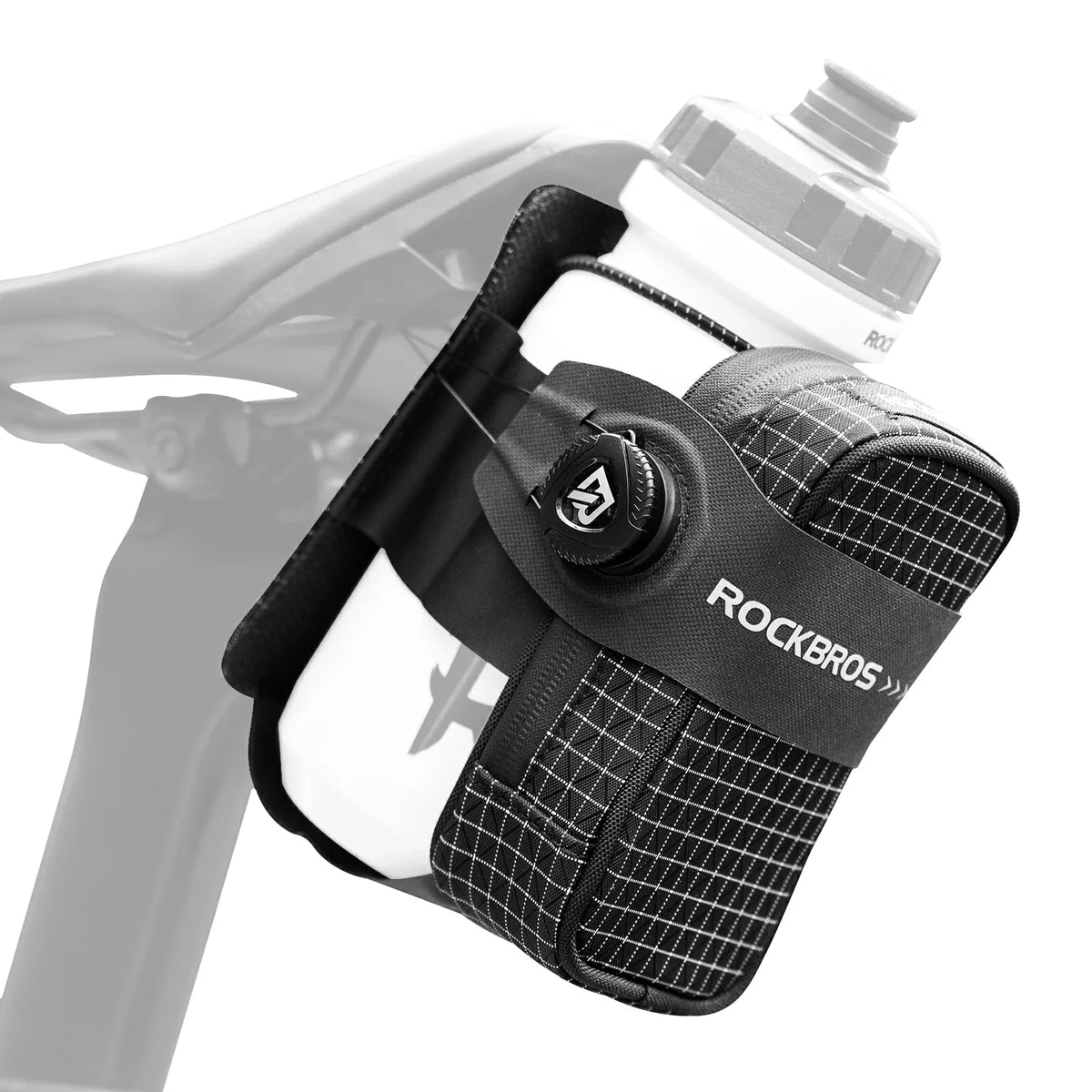 ROCKBROS Bolsa de sillín para bicicleta con sistema de cierre giratorio, impermeable y resistente a la rotura