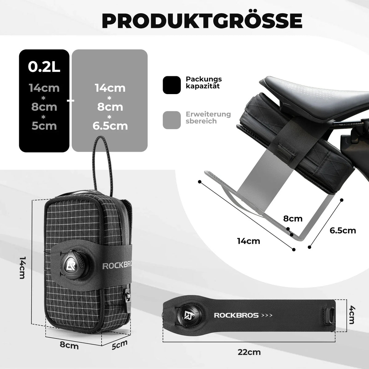 ROCKBROS Bolsa de sillín para bicicleta con sistema de cierre giratorio, impermeable y resistente a la rotura