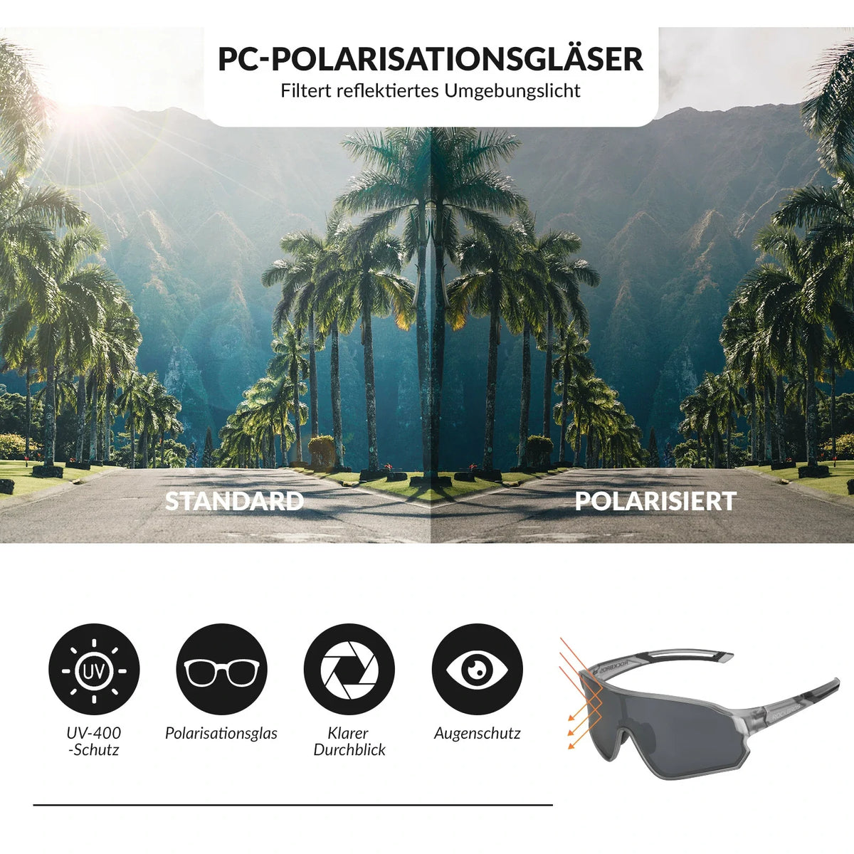 ROCKBROS Gafas de bicicleta polarizadas ultraligeras (UV400)