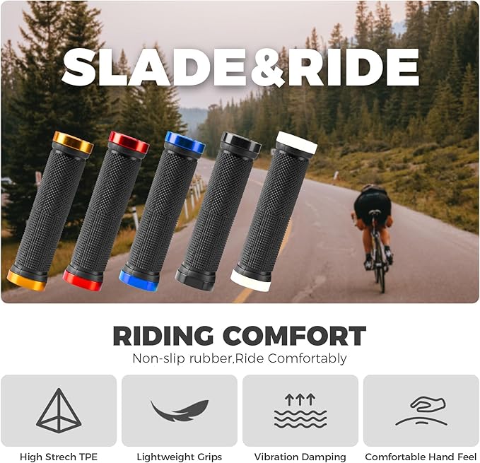 ROCKBROS Puños de bicicleta 22mm con sistema Lock-On de aluminio