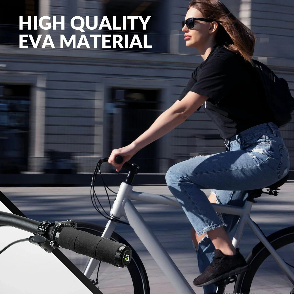 ROCKBROS Puños de bicicleta antideslizantes de espuma EVA, manillas de manillar de bicicleta con aluminio 22MM