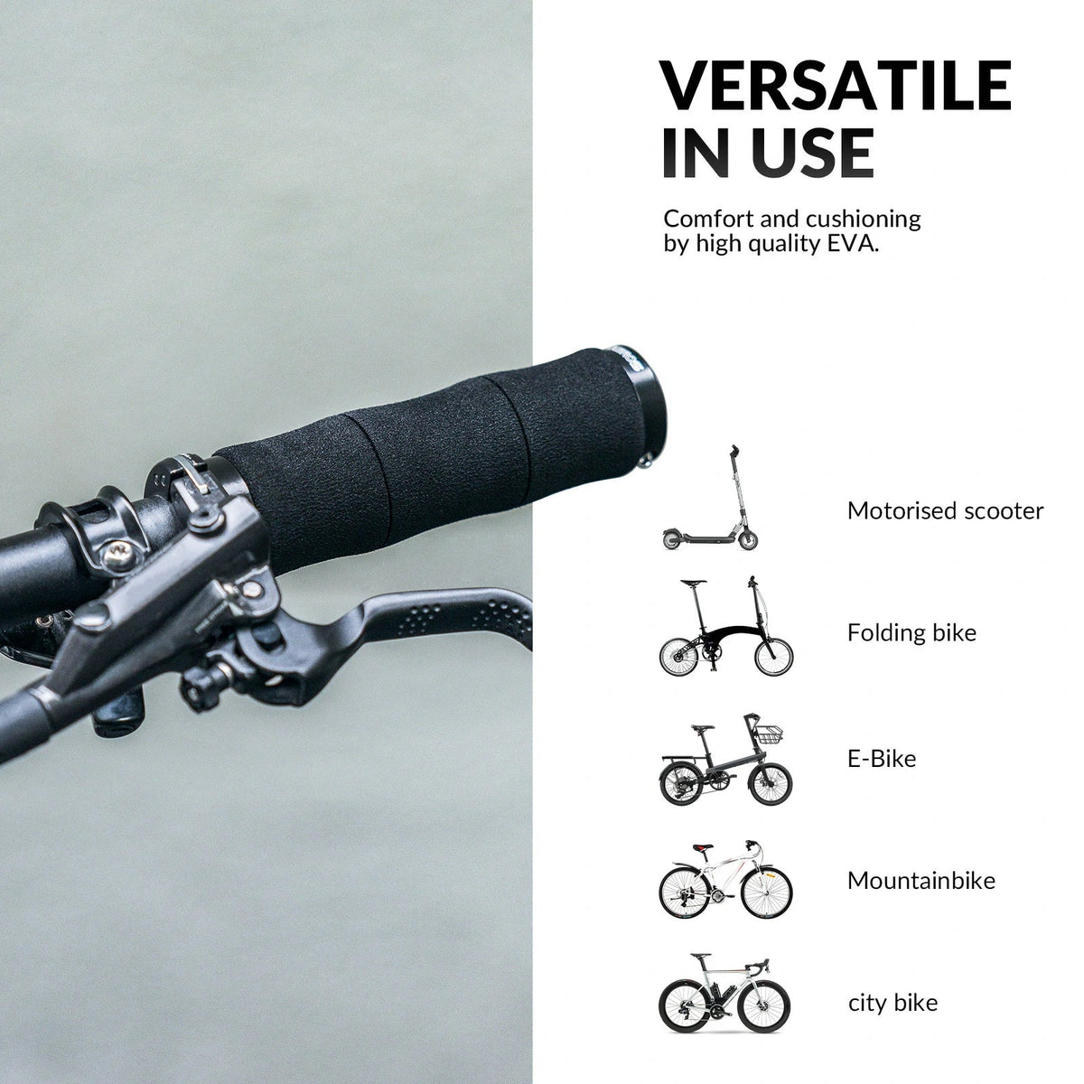 ROCKBROS Puños de bicicleta antideslizantes de espuma EVA, manillas de manillar de bicicleta con aluminio 22MM