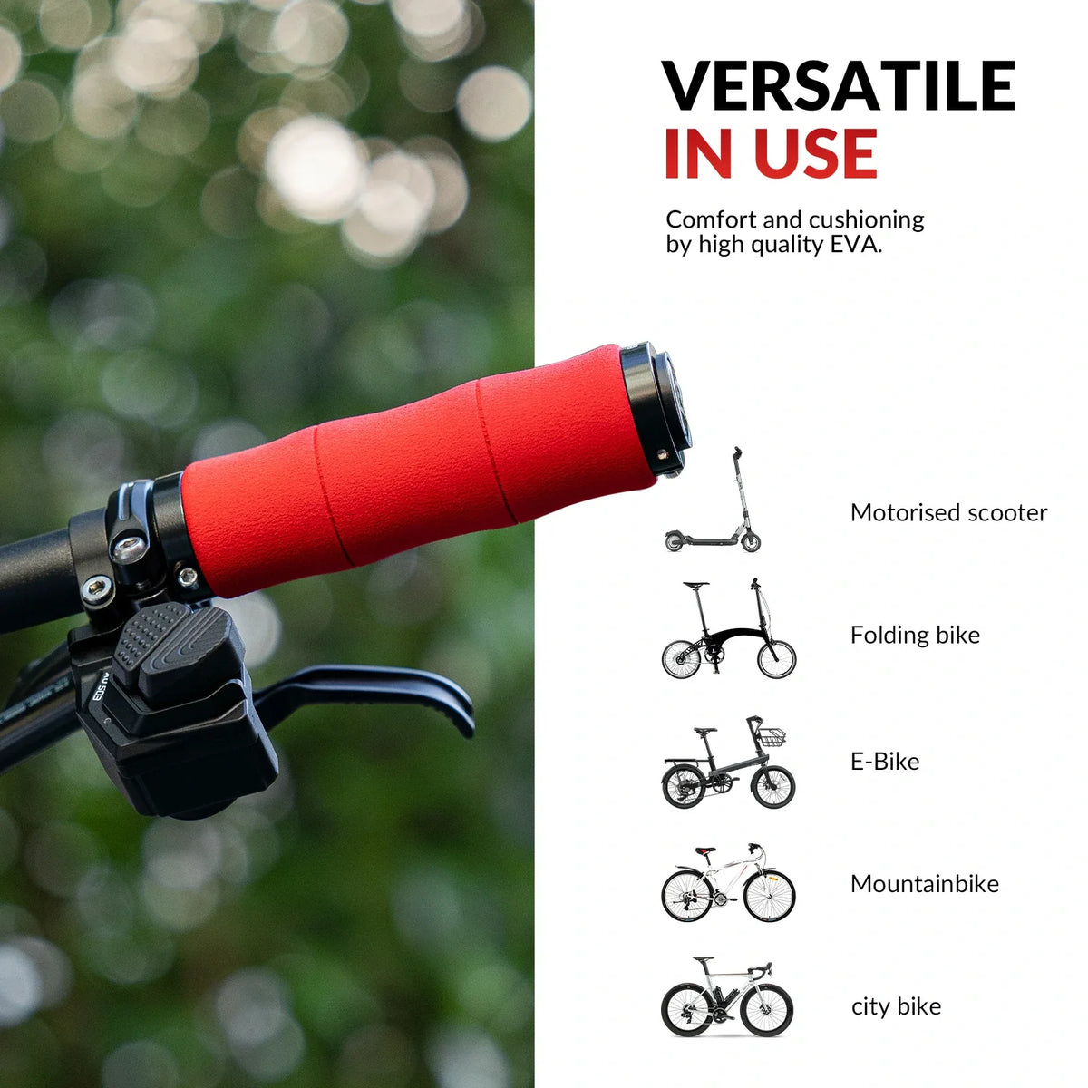 ROCKBROS Puños de bicicleta antideslizantes de espuma EVA, manillas de manillar de bicicleta con aluminio 22MM