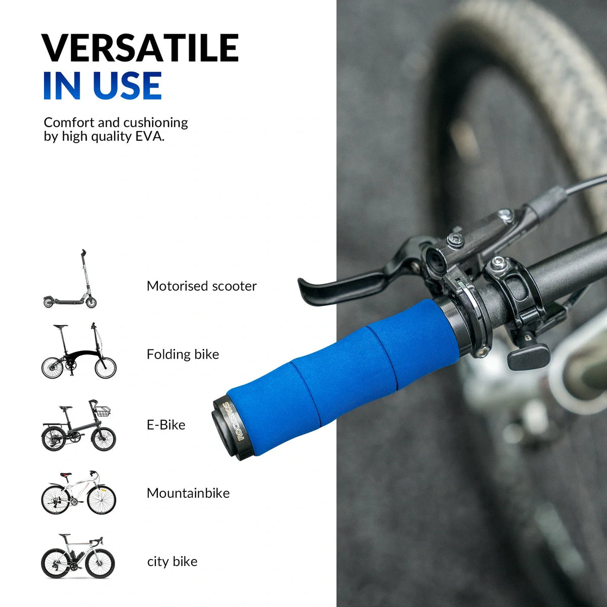 ROCKBROS Puños de bicicleta antideslizantes de espuma EVA, manillas de manillar de bicicleta con aluminio 22MM