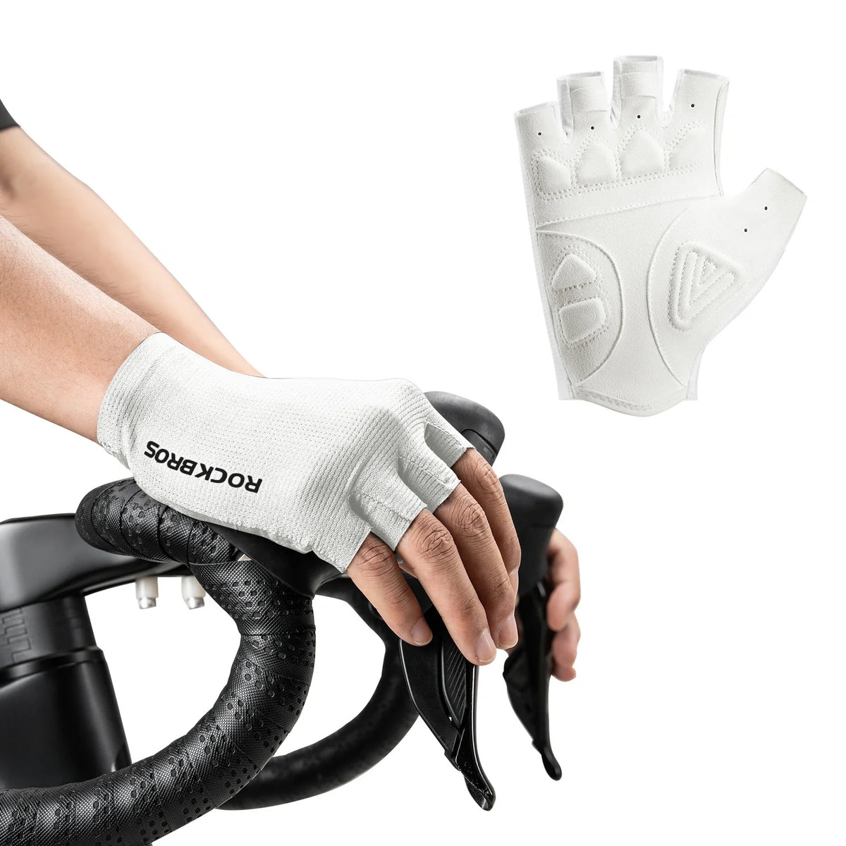 Guantes de ciclismo ROCKBROS de medio dedo con acolchado SBR amortiguador - S396