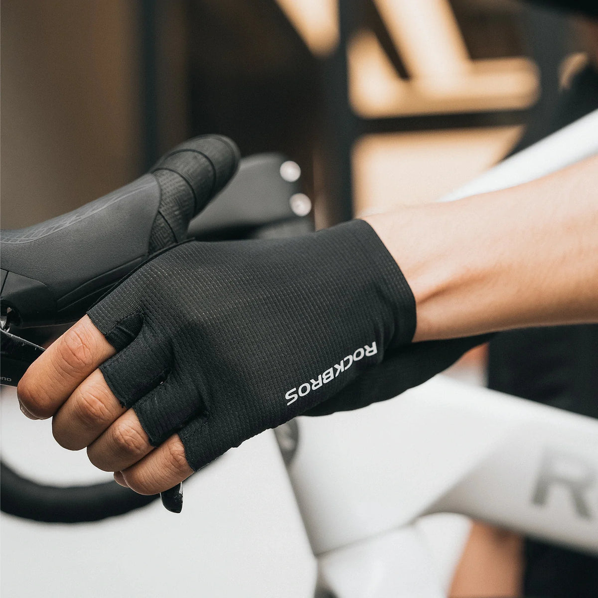 Guantes de ciclismo ROCKBROS de medio dedo con acolchado SBR amortiguador - S396