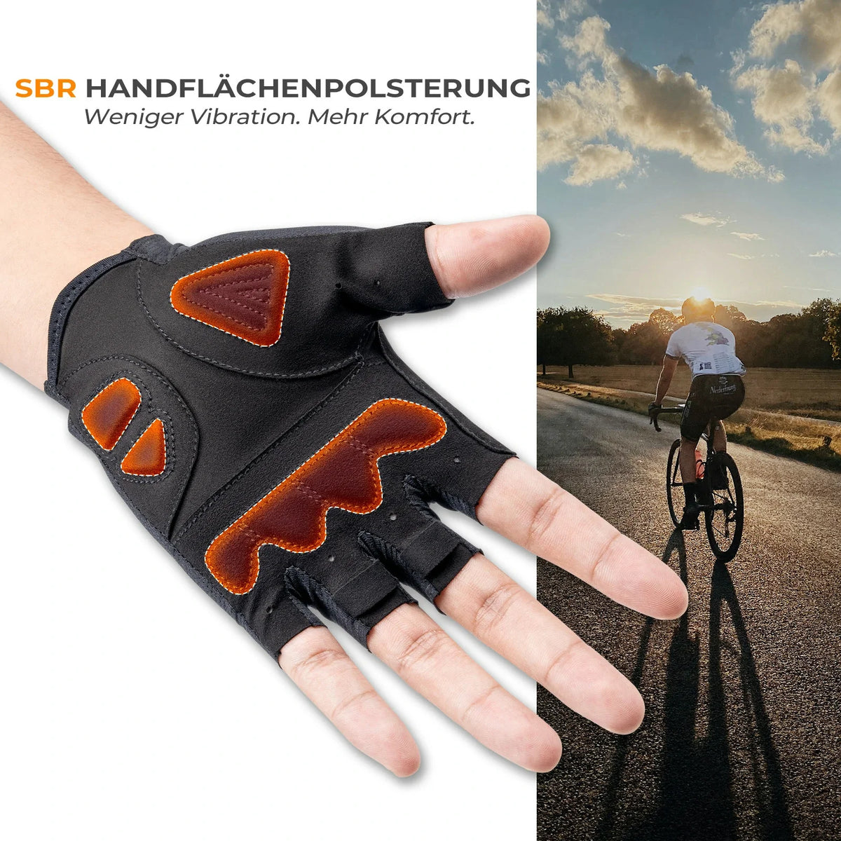 Guantes de ciclismo ROCKBROS de medio dedo con acolchado SBR amortiguador - S396