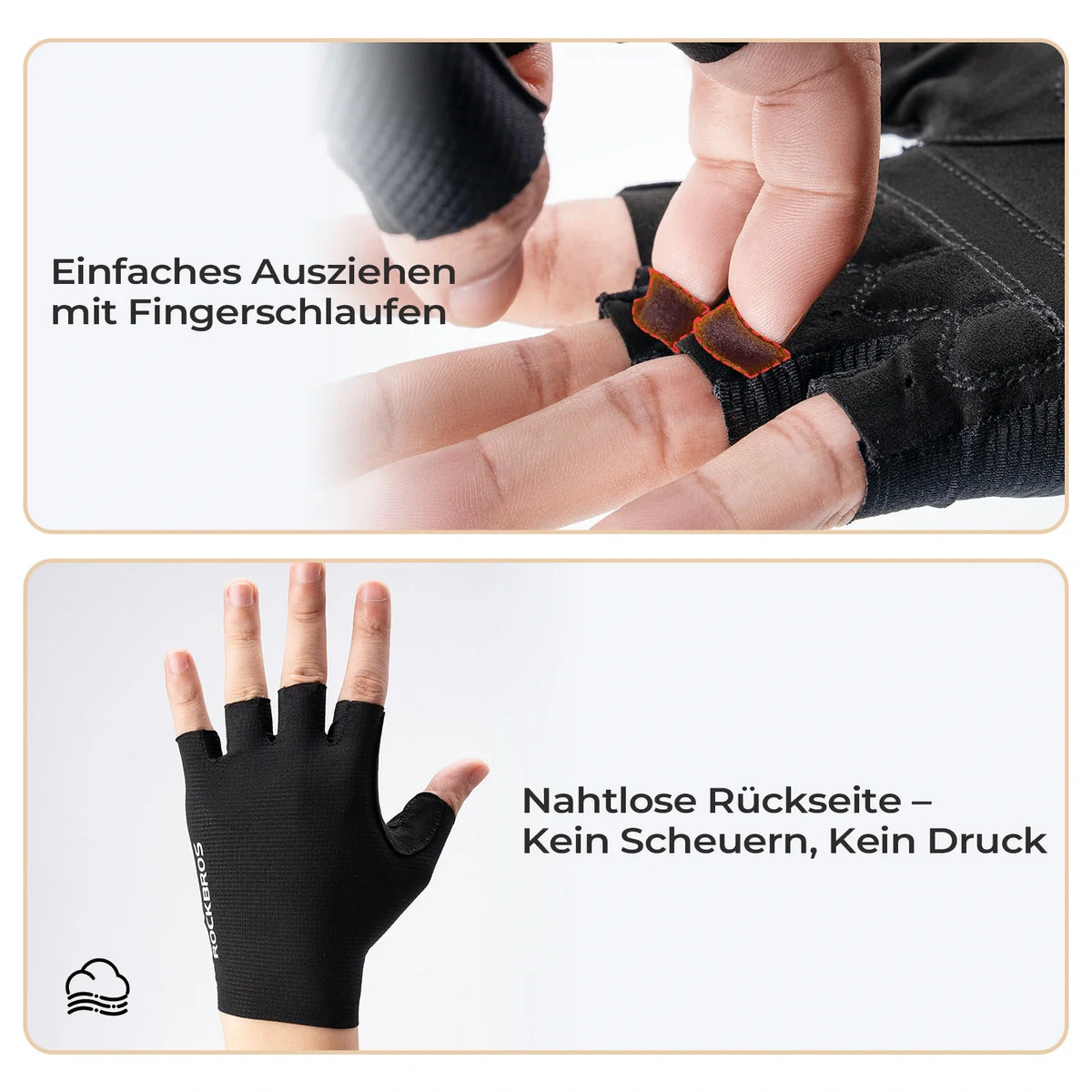 Guantes de ciclismo ROCKBROS de medio dedo con acolchado SBR amortiguador - S396