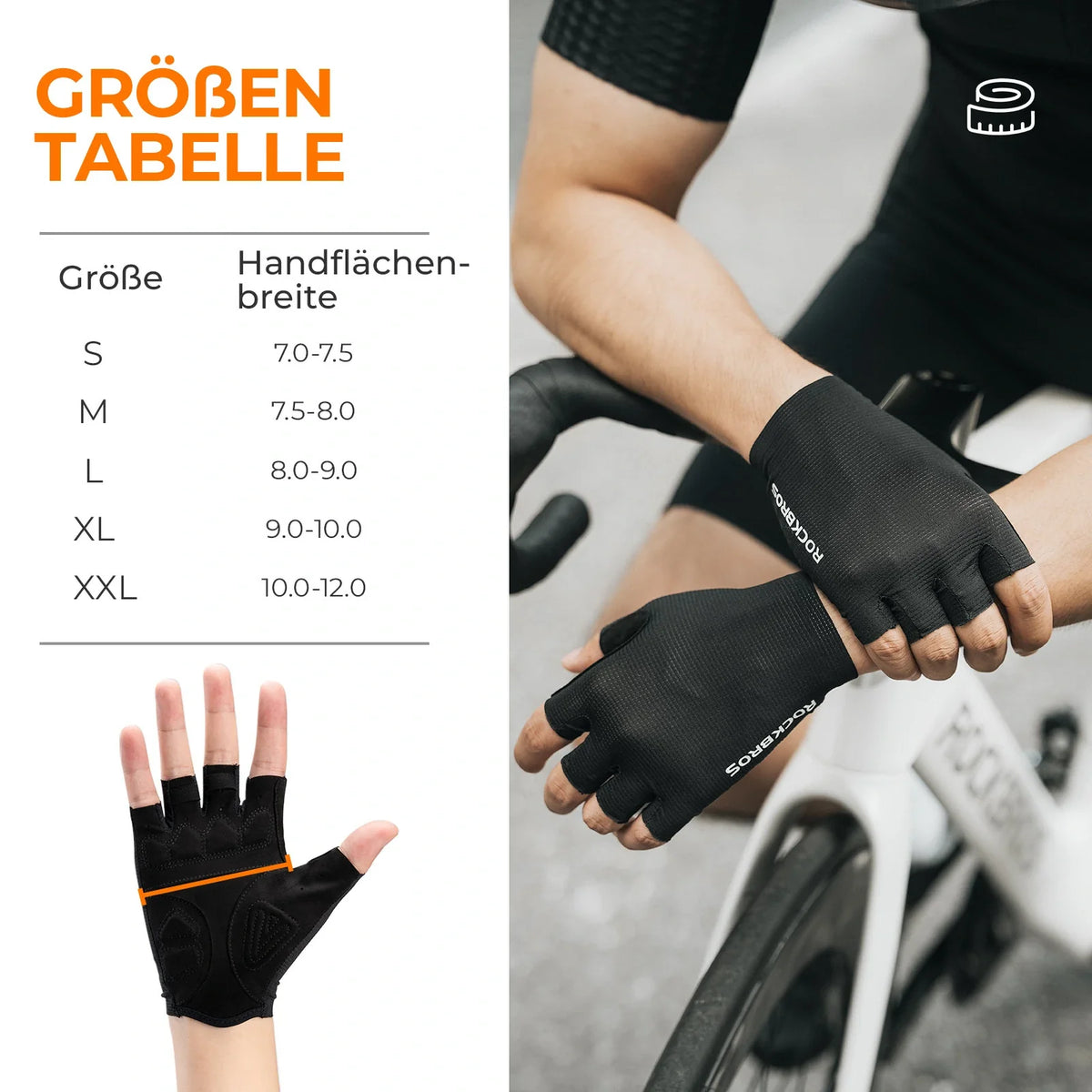 Guantes de ciclismo ROCKBROS de medio dedo con acolchado SBR amortiguador - S396
