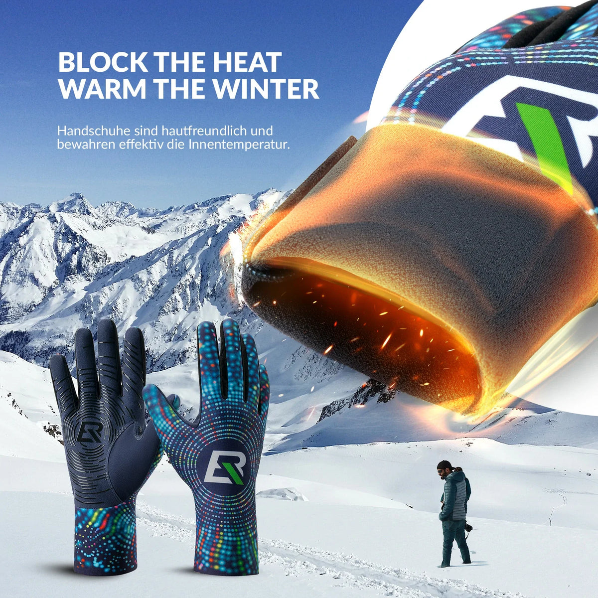 ROCKBROS Guantes de bicicleta otoño e invierno guantes de dedo completo elásticos antideslizantes
