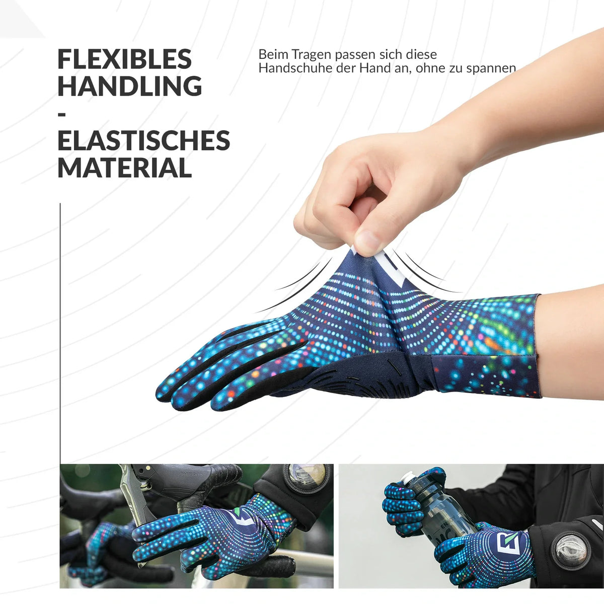 ROCKBROS Guantes de bicicleta otoño e invierno guantes de dedo completo elásticos antideslizantes