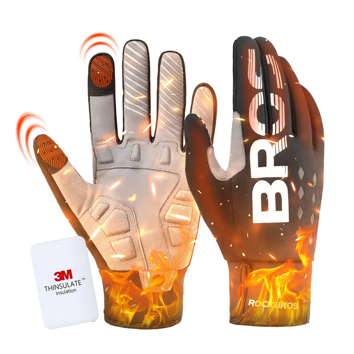 ROCKBROS Guantes de ciclismo de invierno Thinsulate Guantes cálidos con pantalla táctil
