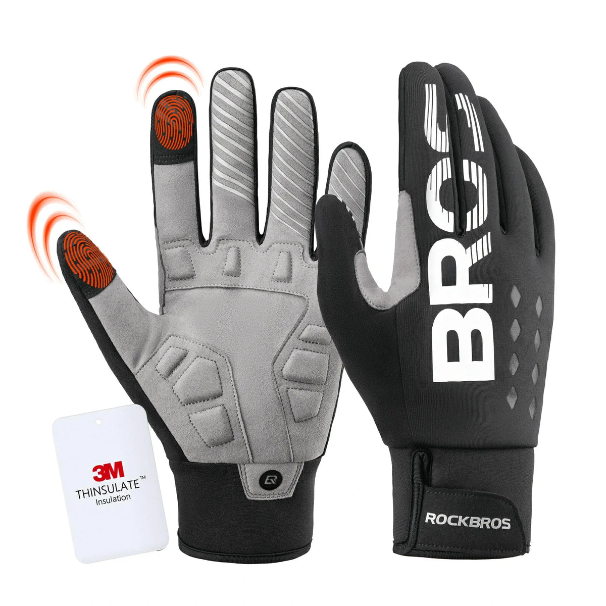ROCKBROS Guantes de ciclismo de invierno Thinsulate Guantes cálidos con pantalla táctil