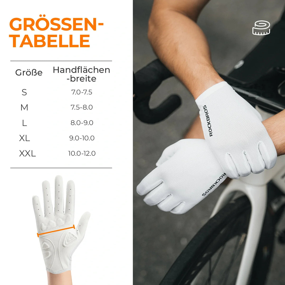 ROCKBROS Guantes de ciclismo, guantes de bici con pantalla táctil en todos los dedos