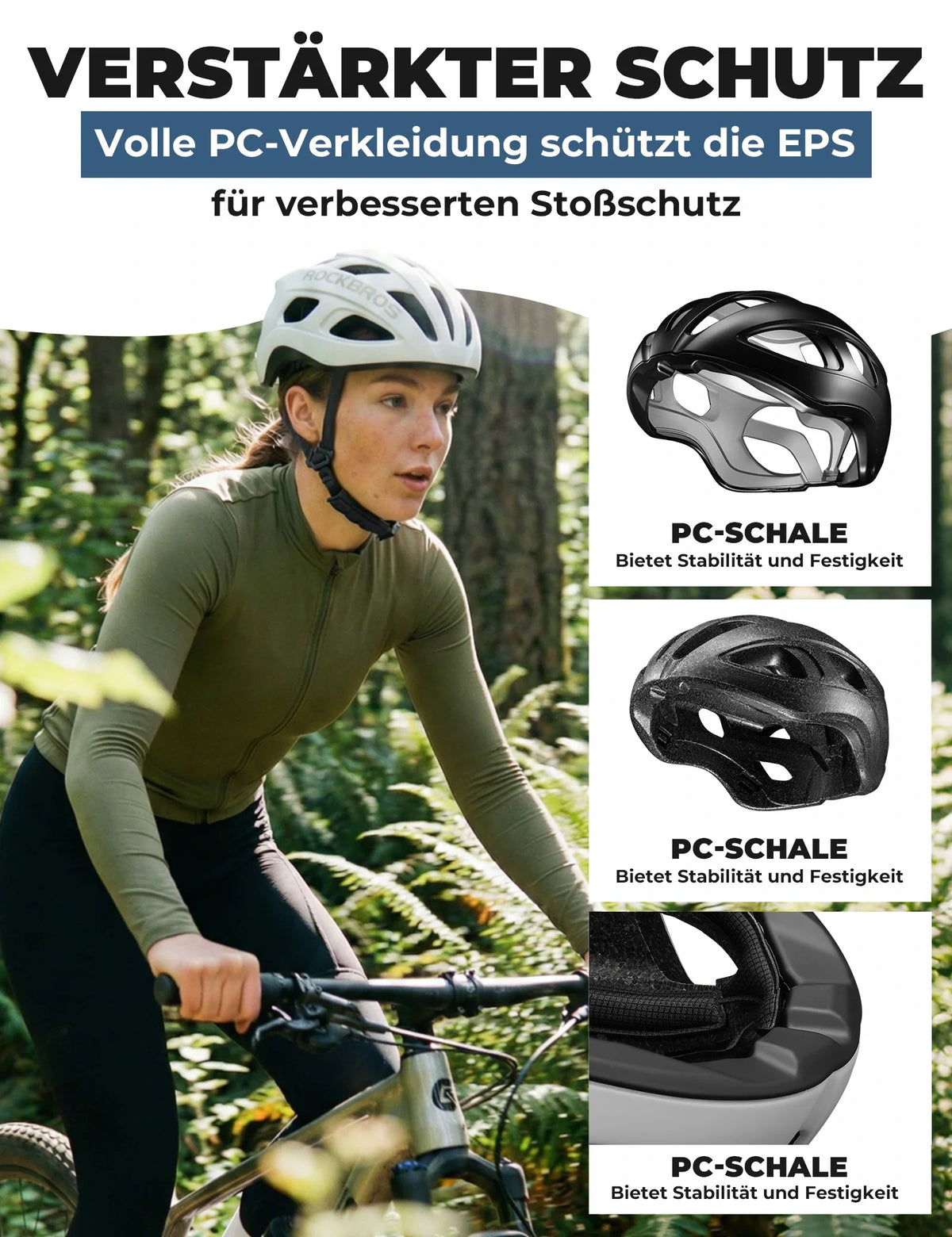 ROCKBROS Casco de bicicleta 58-62cm Ultraligero 240g Antibacteriano