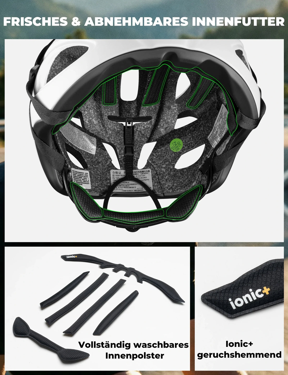 ROCKBROS Casco de bicicleta 58-62cm Ultraligero 240g Antibacteriano
