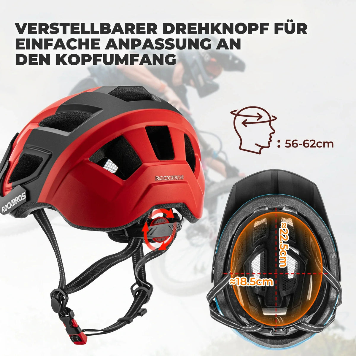 ROCKBROS Casco de bicicleta talla única 56-62 cm