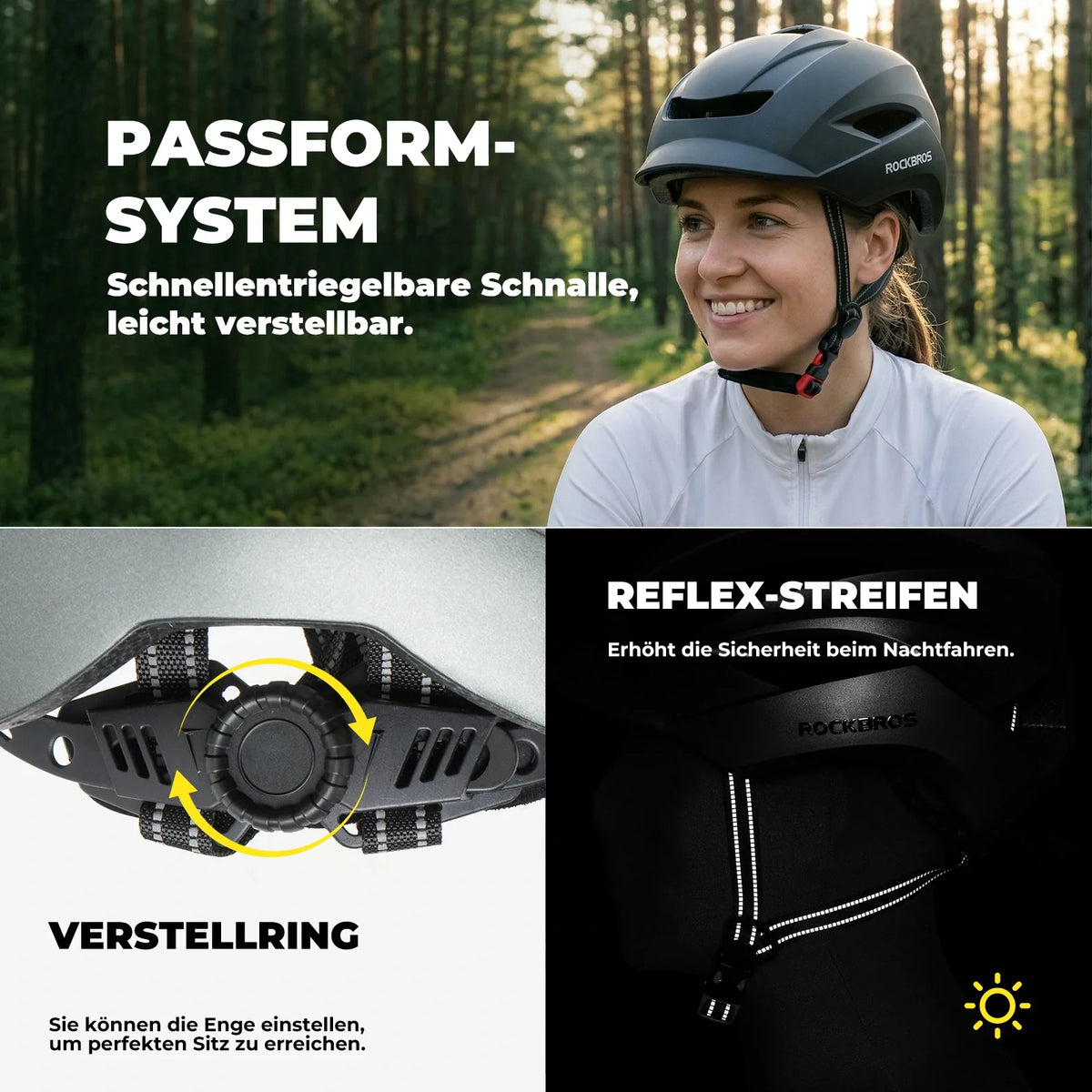 ROCKBROS Casco de bicicleta con sistema de ventilación Para contorno de cabeza de 57-62 cm