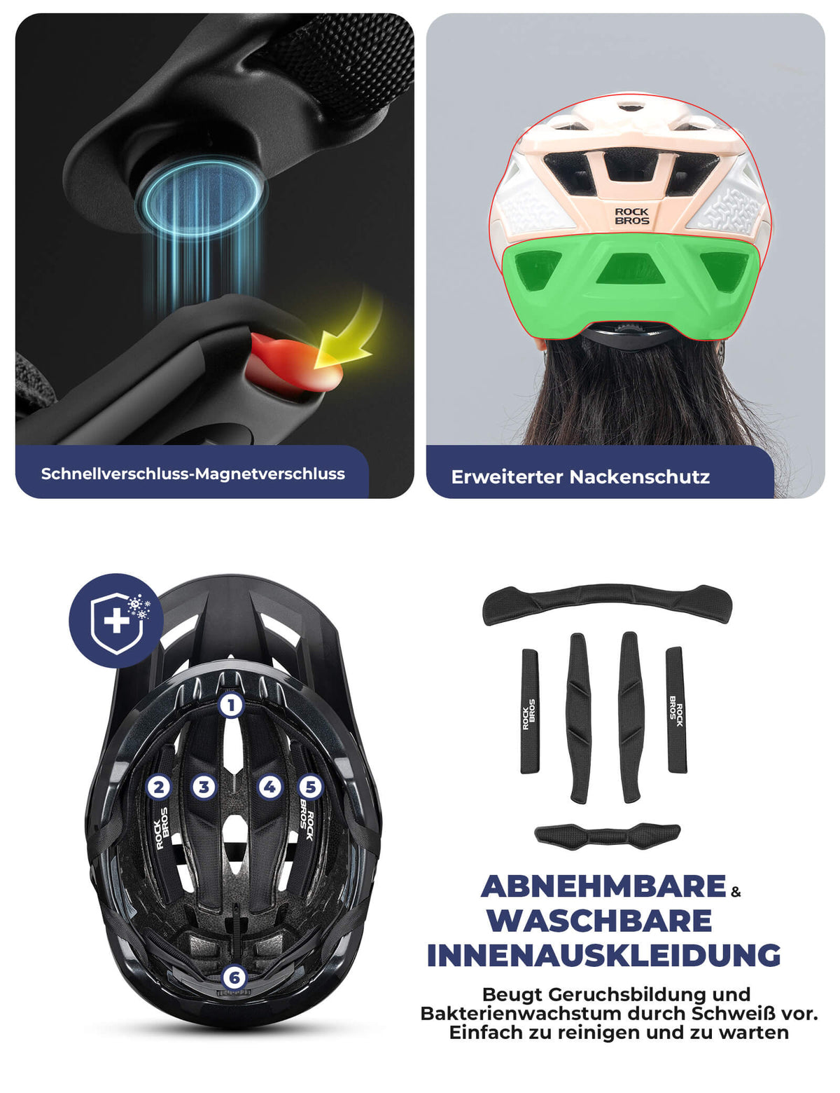 ROCKBROS Casco de bicicleta con sistema de ventilación Ajustable y Ligero