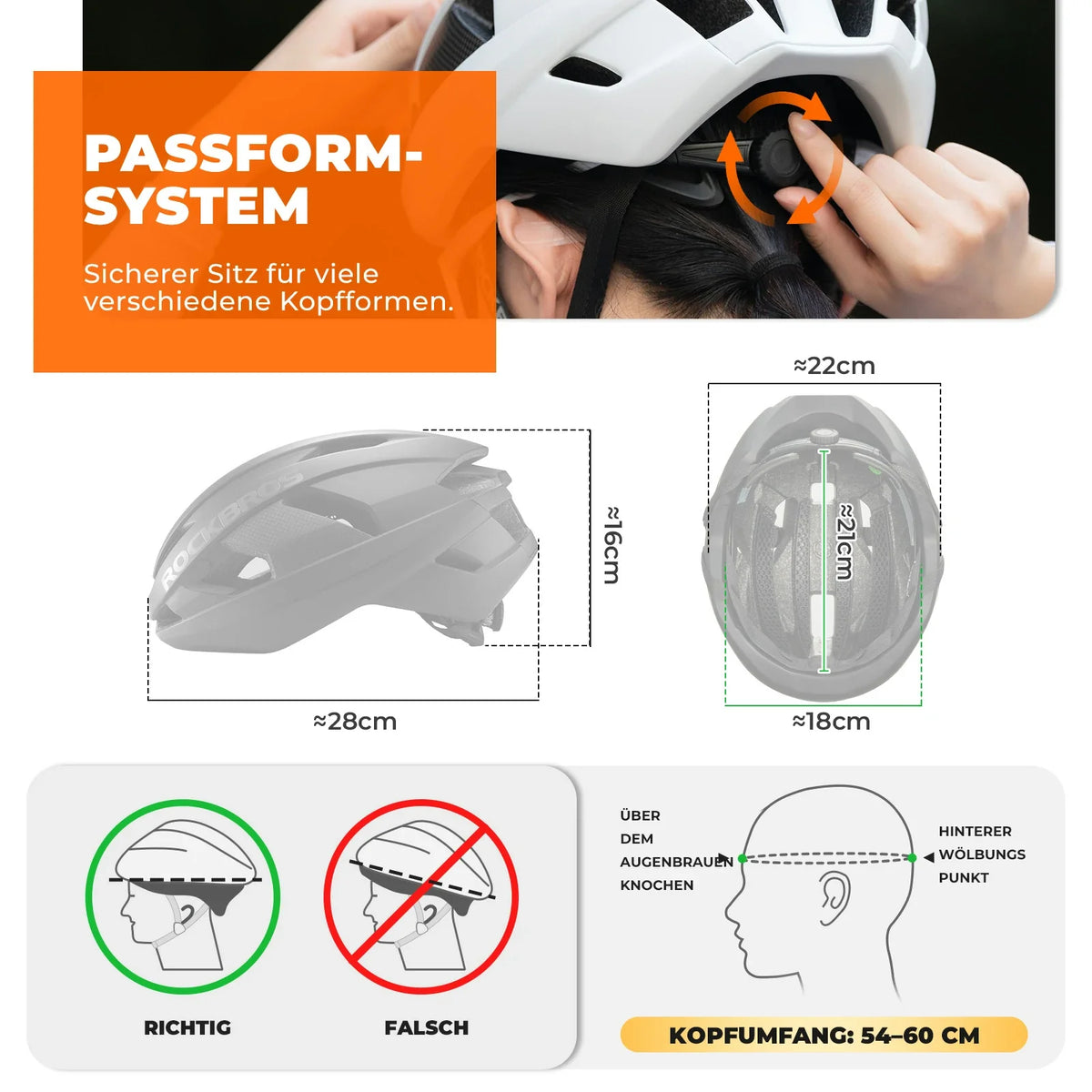 ROCKBROS Casco de bicicleta con cierre magnético –54-60CM
