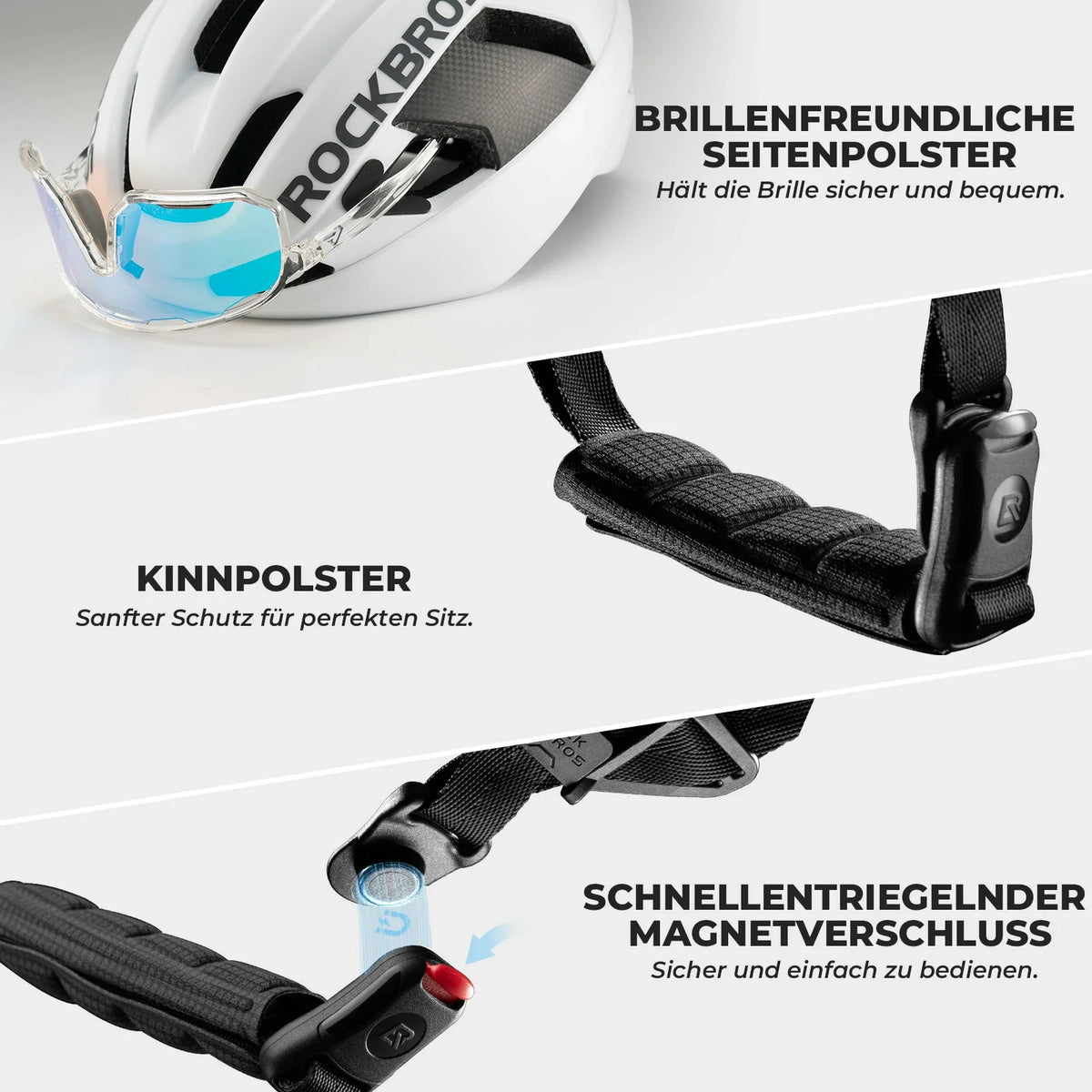 ROCKBROS Casco de bicicleta con cierre magnético –54-60CM