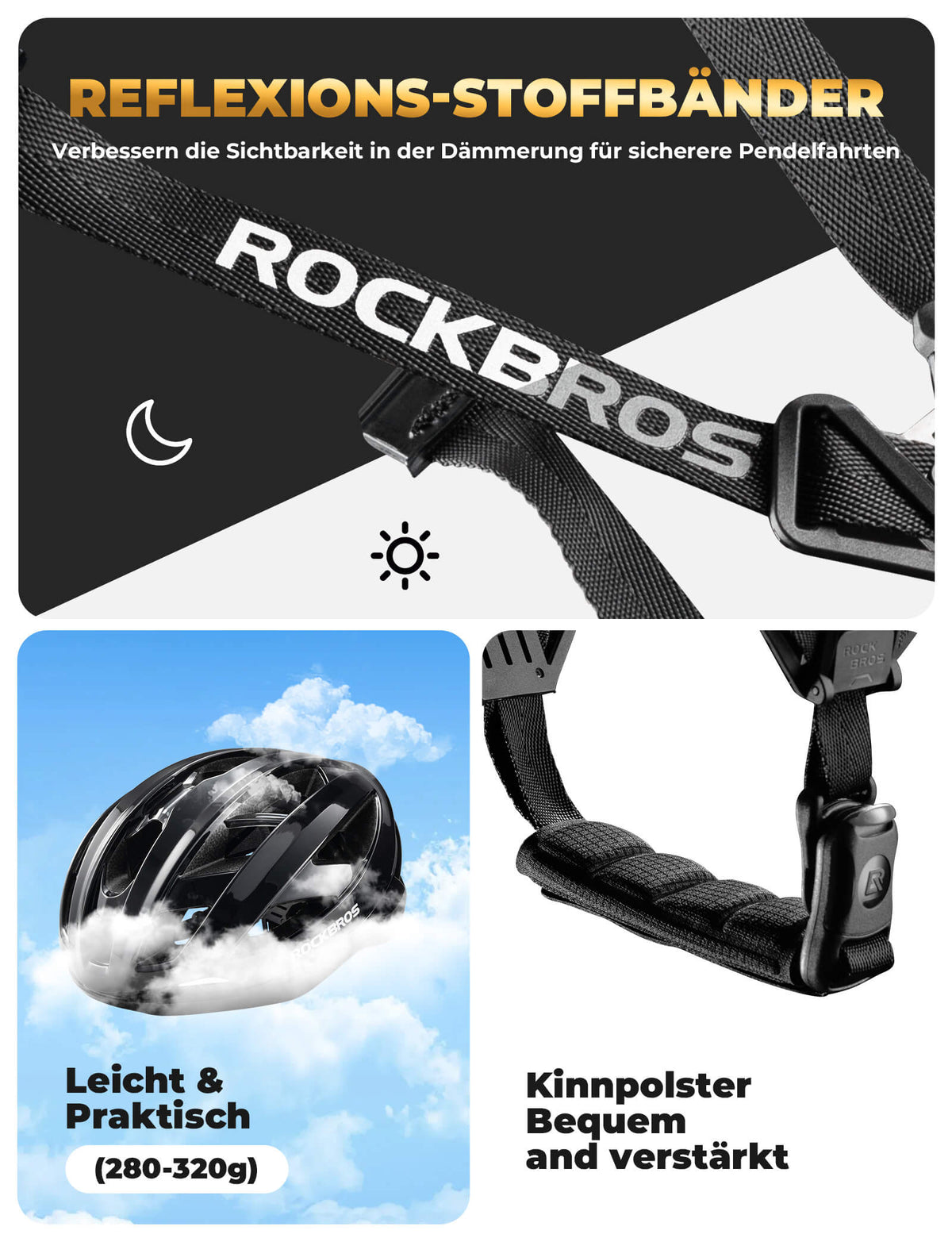 ROCKBROS Casco de bicicleta con marco de refuerzo 58-62cm