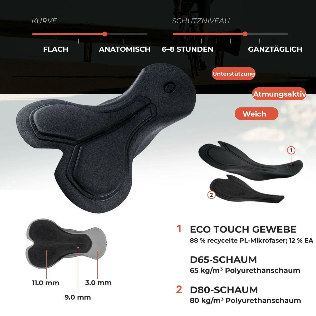 ROCKBROS Culote de Bicicleta Corto Acolchado para Hombre