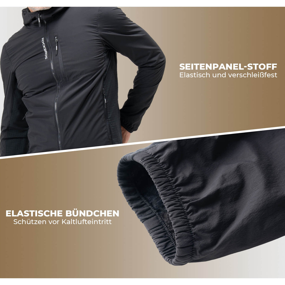 ROCKBROS Chaqueta de Ciclismo para Hombre Cálida A prueba de Viento Repelente al Agua Con Fleece Reflectante