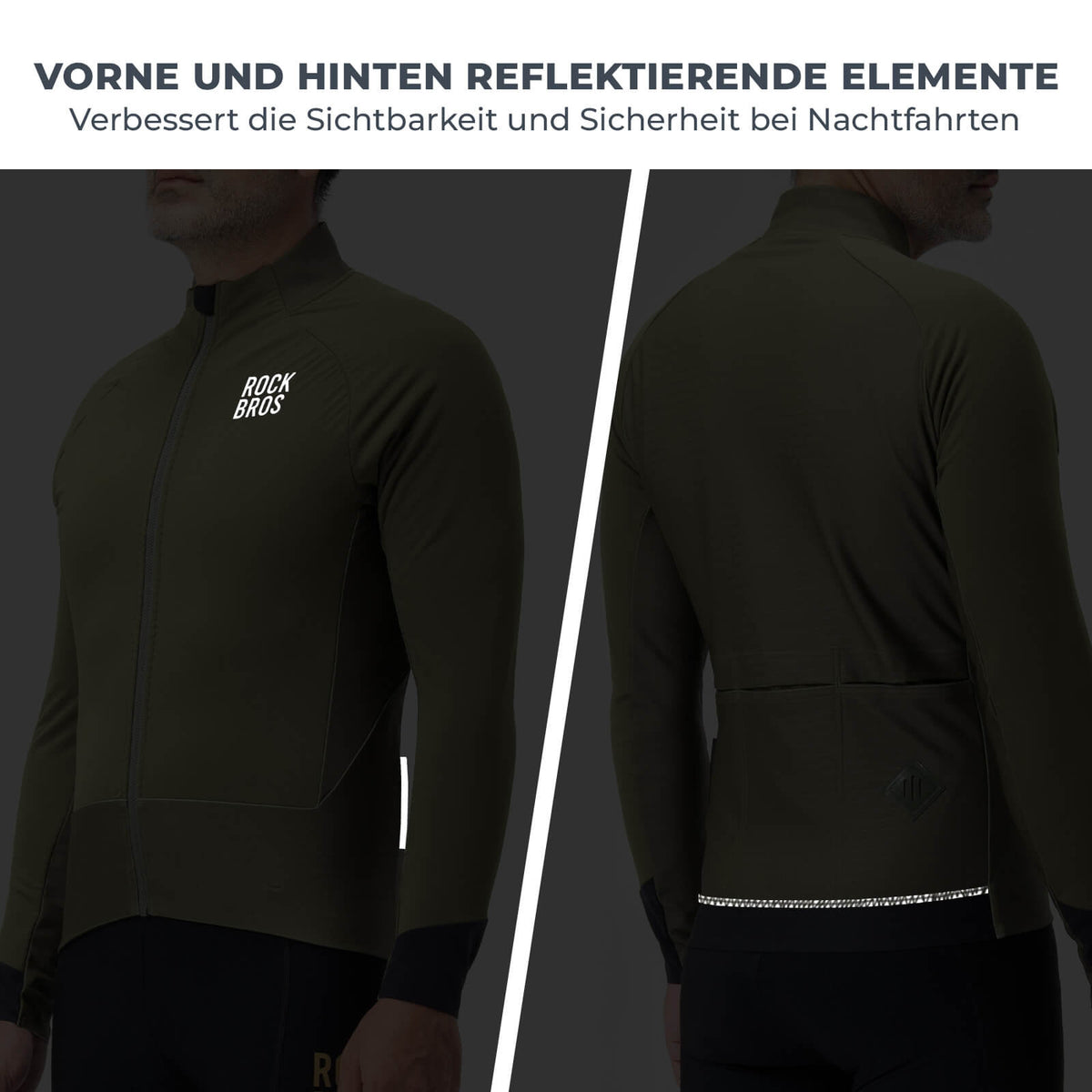 ROCKBROS Chaqueta de ciclismo con elementos reflectantes Transpirable y práctica para hombre
