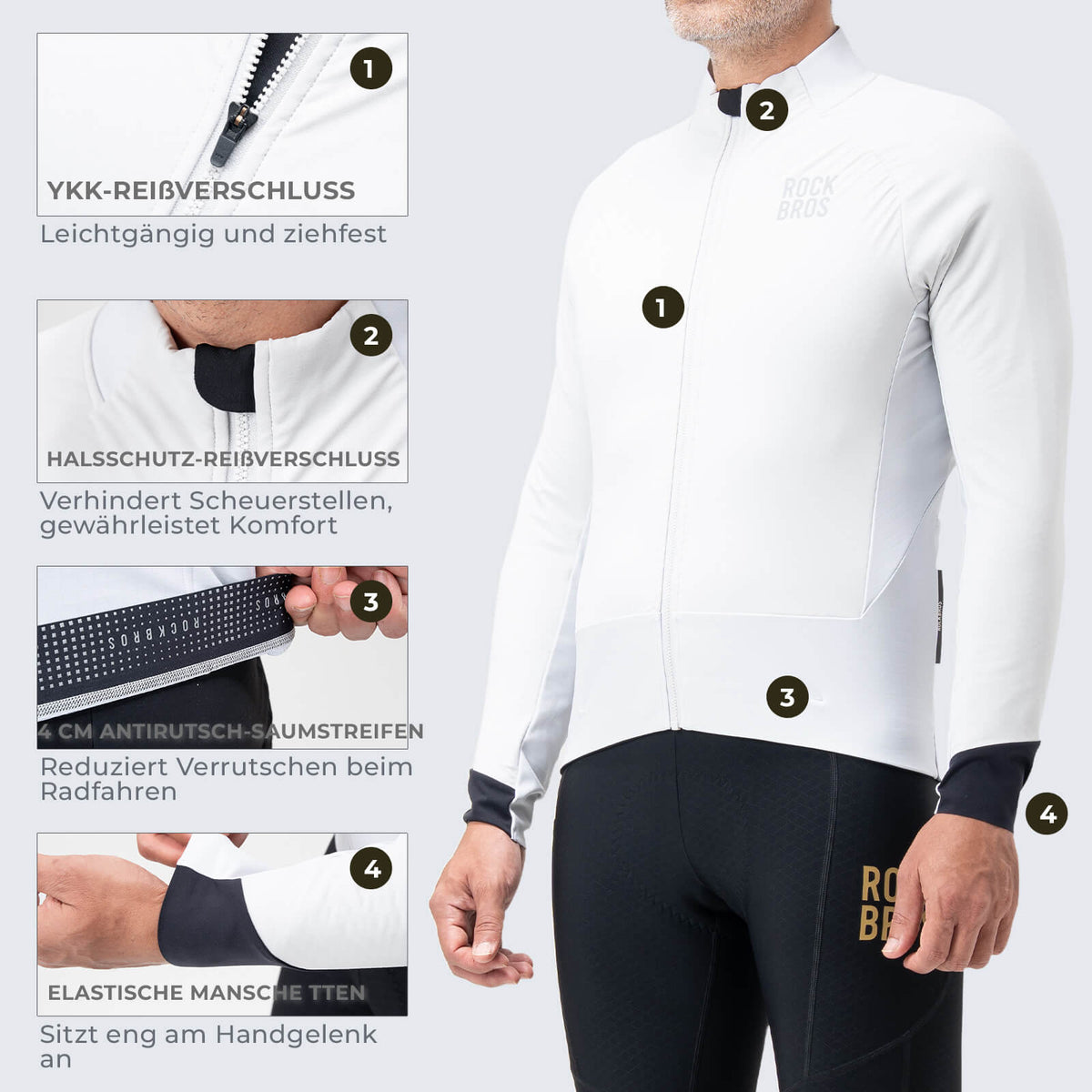 ROCKBROS Chaqueta de ciclismo con elementos reflectantes Transpirable y práctica para hombre