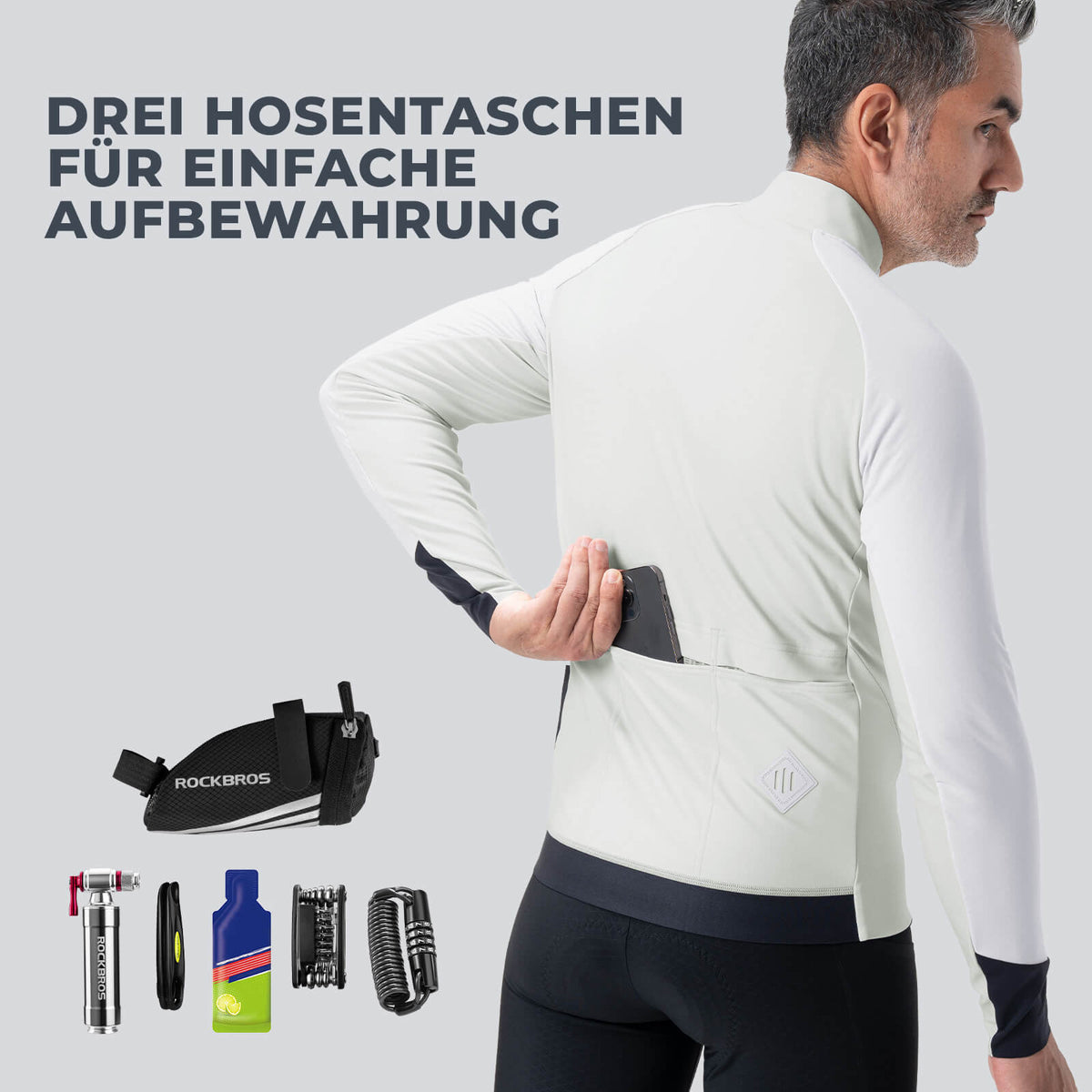 ROCKBROS Chaqueta de ciclismo con elementos reflectantes Transpirable y práctica para hombre