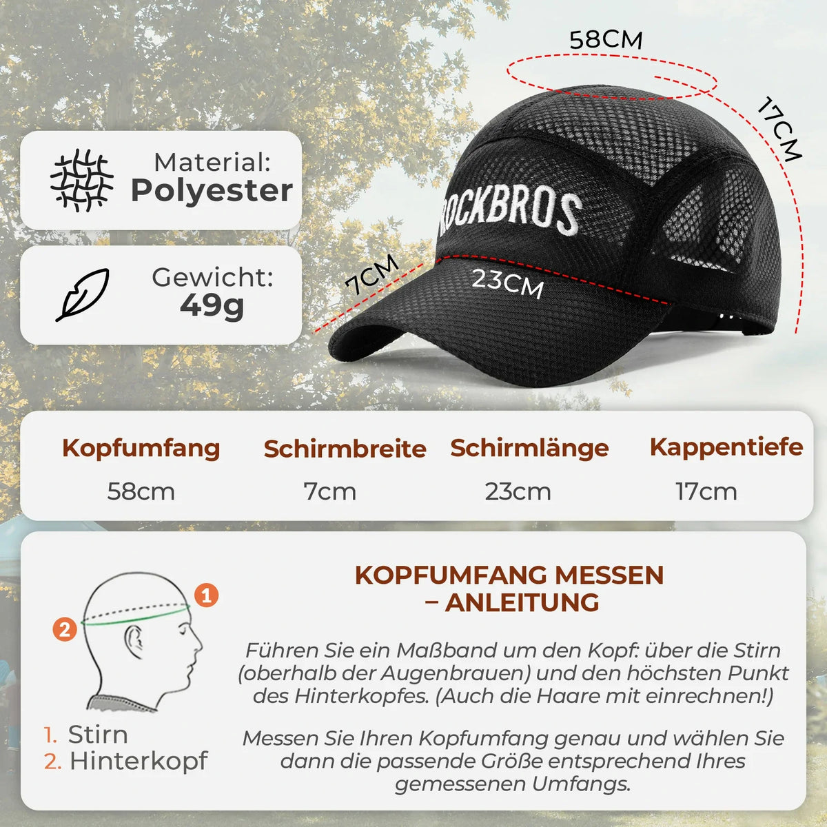 ROCKBROS gorra de bicicleta de secado rápido Outdoor Sport Caps protección UV gorra