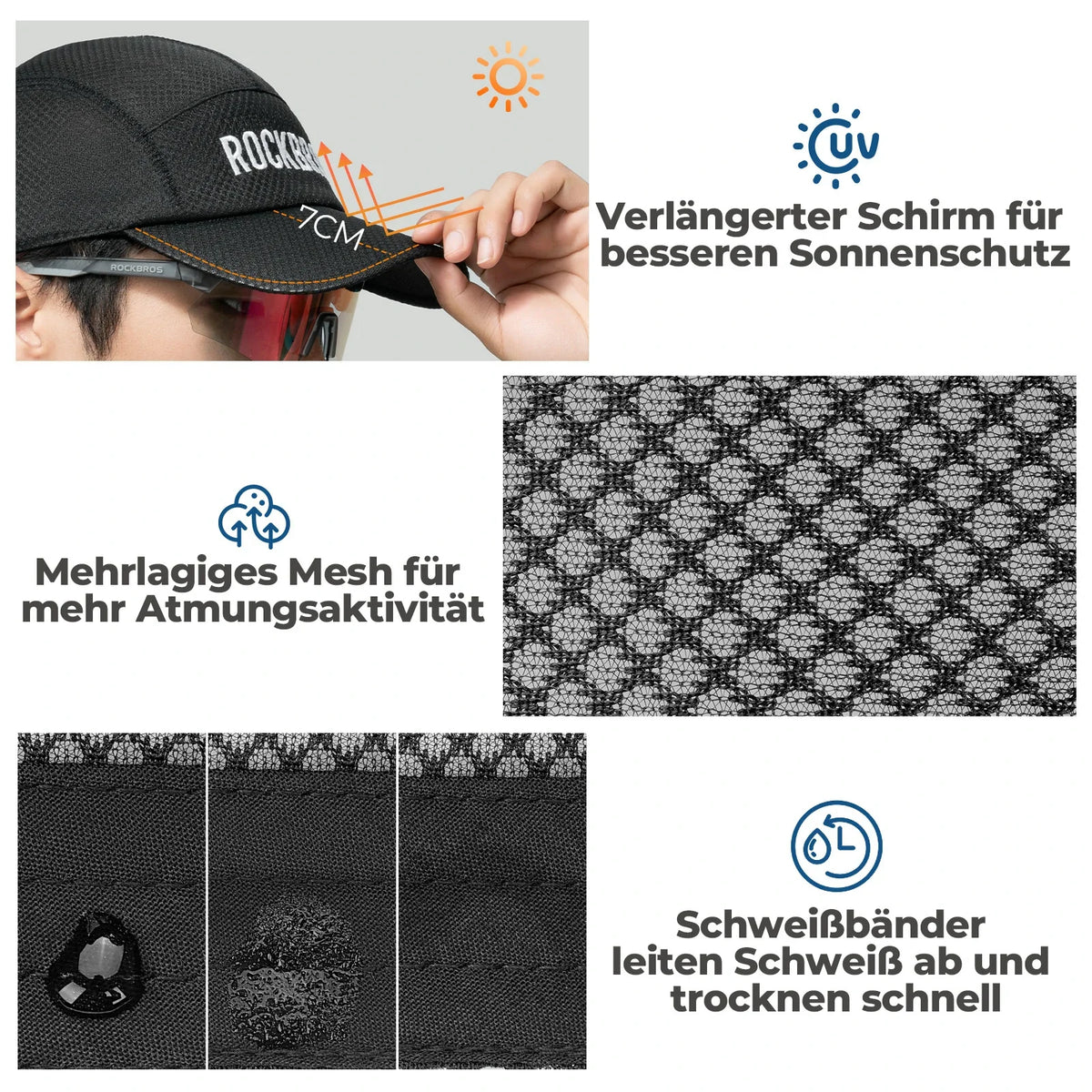 ROCKBROS gorra de bicicleta de secado rápido Outdoor Sport Caps protección UV gorra