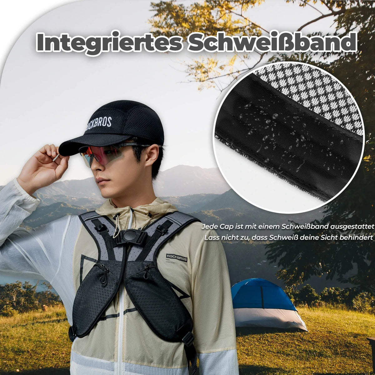 ROCKBROS gorra de bicicleta de secado rápido Outdoor Sport Caps protección UV gorra