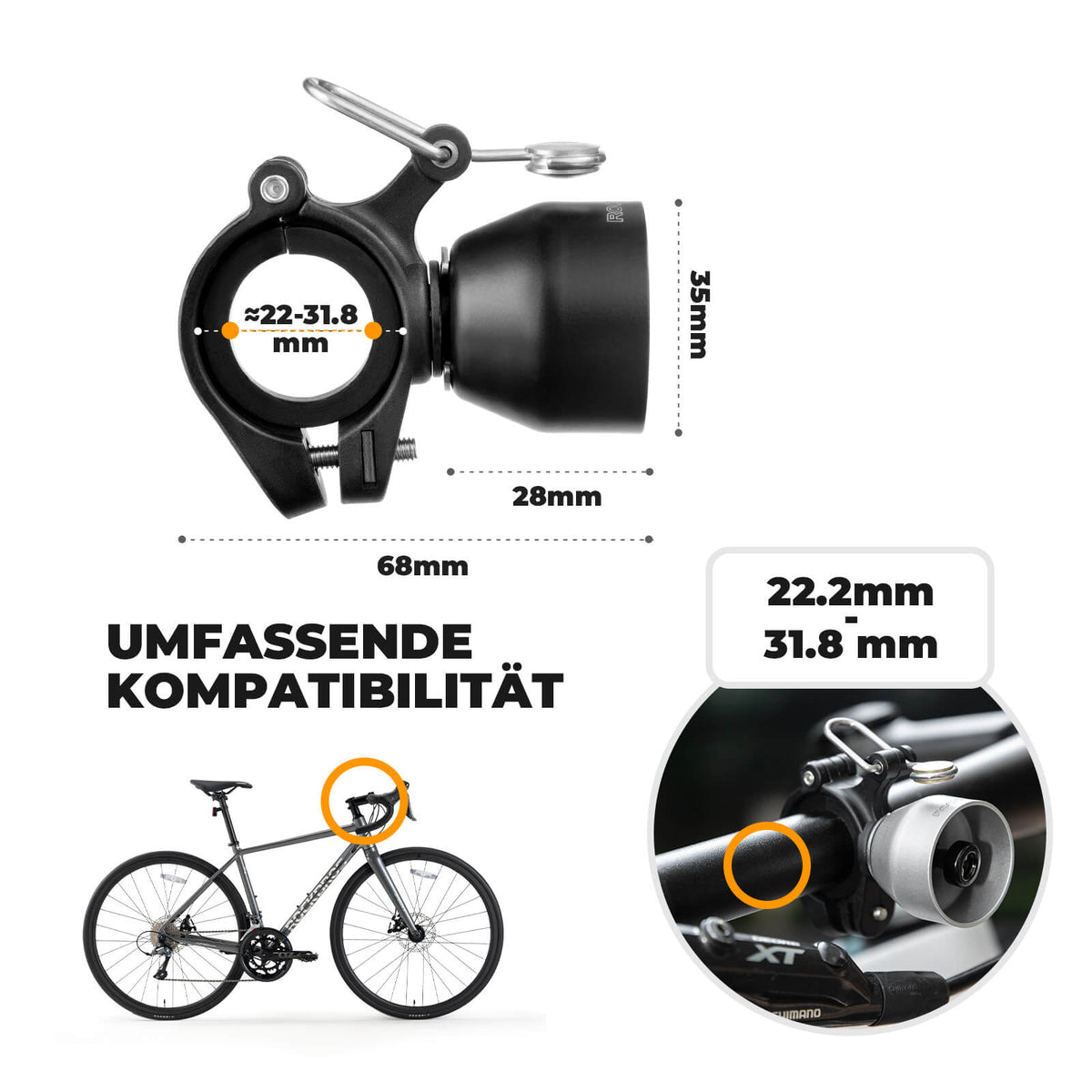 ROCKBROS Campana de Bicicleta Mini 90dB - Aleación de Cobre & Compatibilidad Universal