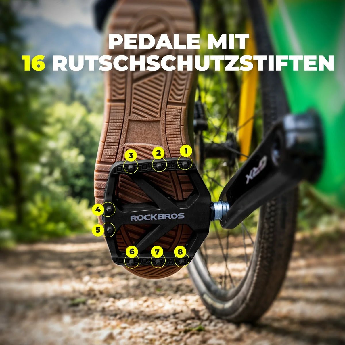 Pedales de bicicleta ROCKBROS de nailon con reflectores, plataforma ligera y ancha antideslizante