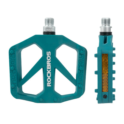 Pedales de bicicleta ROCKBROS de nailon con reflectores, plataforma ligera y ancha antideslizante