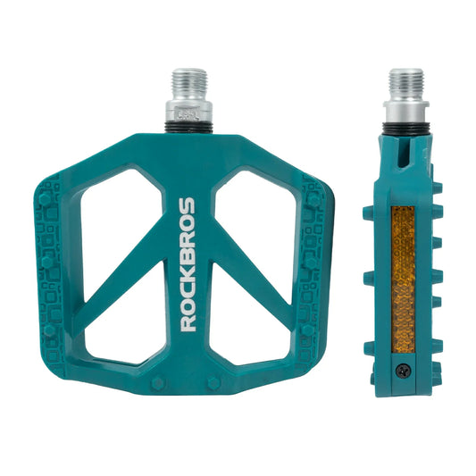 Pedales de bicicleta ROCKBROS de nailon con reflectores, plataforma ligera y ancha antideslizante