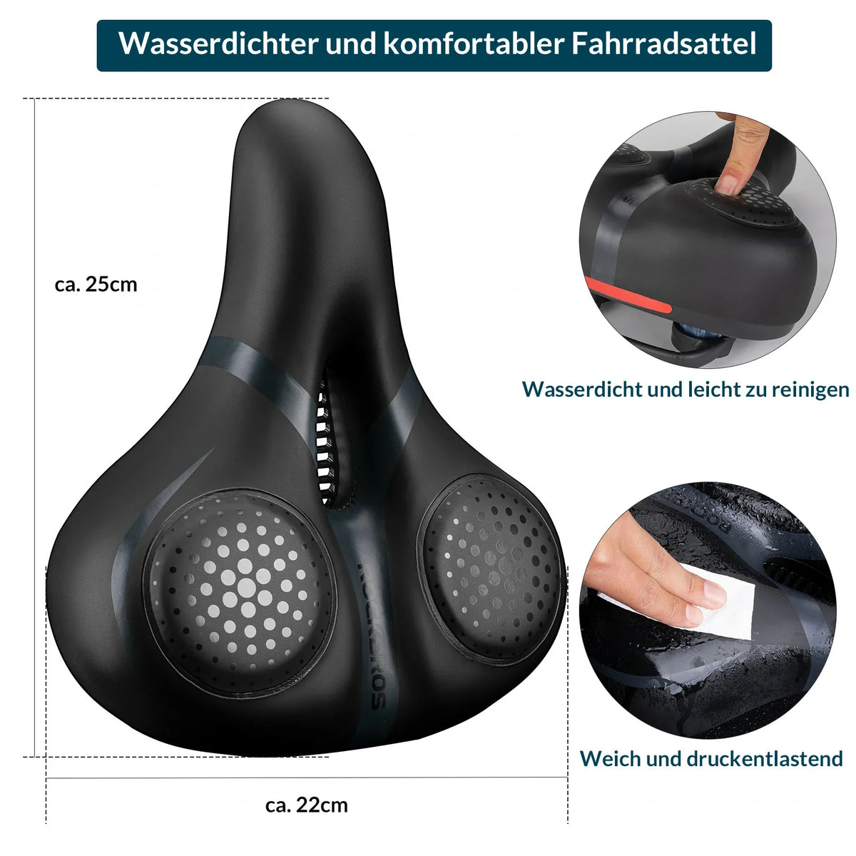 ROCKBROS Asiento de bicicleta con Memory-Foam, Cómodo y Alivio de Presión