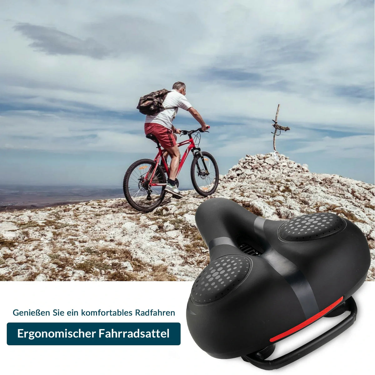 ROCKBROS Asiento de bicicleta con Memory-Foam, Cómodo y Alivio de Presión