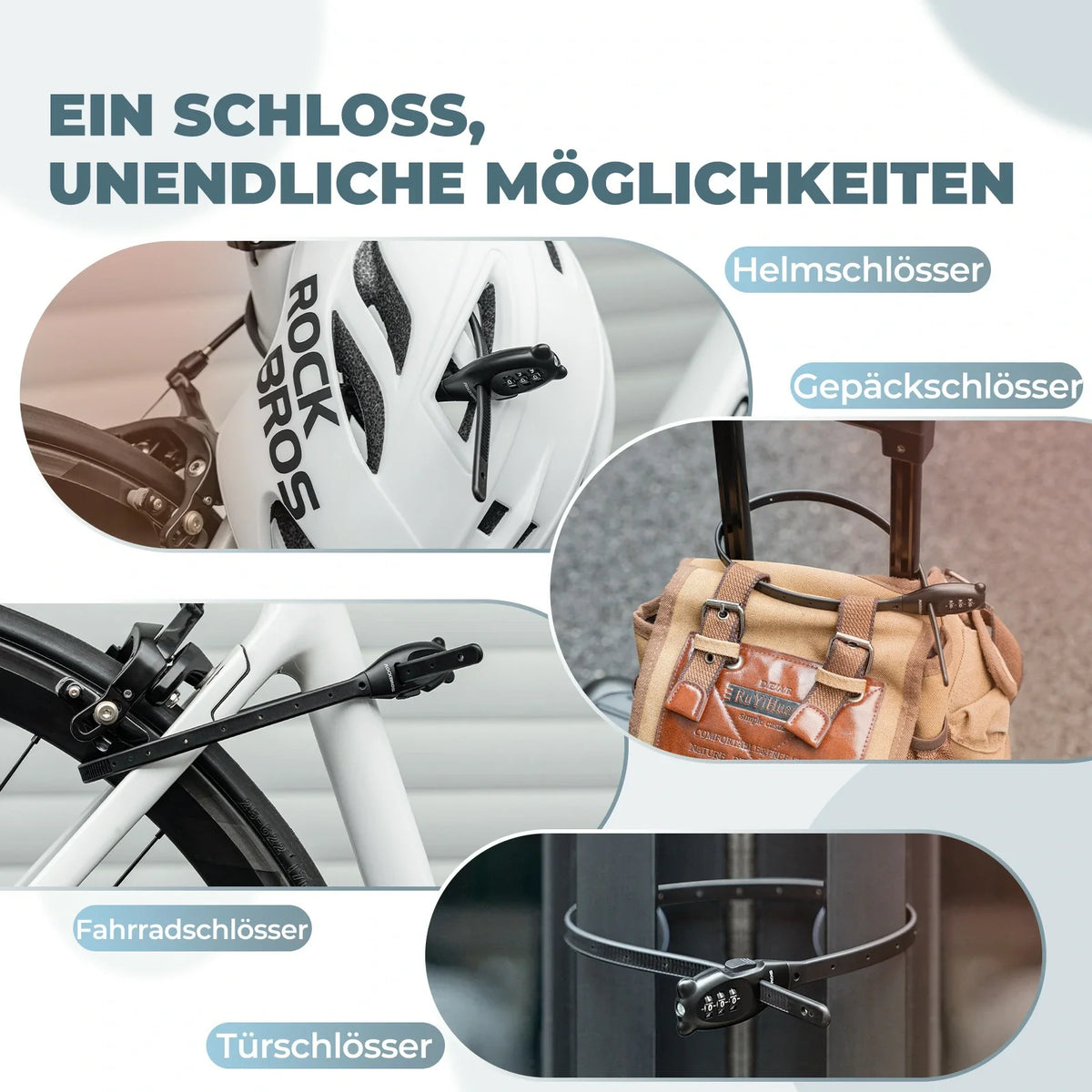ROCKBROS Candado para bicicleta, candado de cable con código de 3 dígitos
