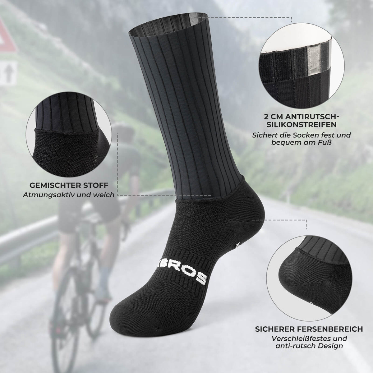 ROCKBROS Calcetines de ciclismo transpirables de compresión
