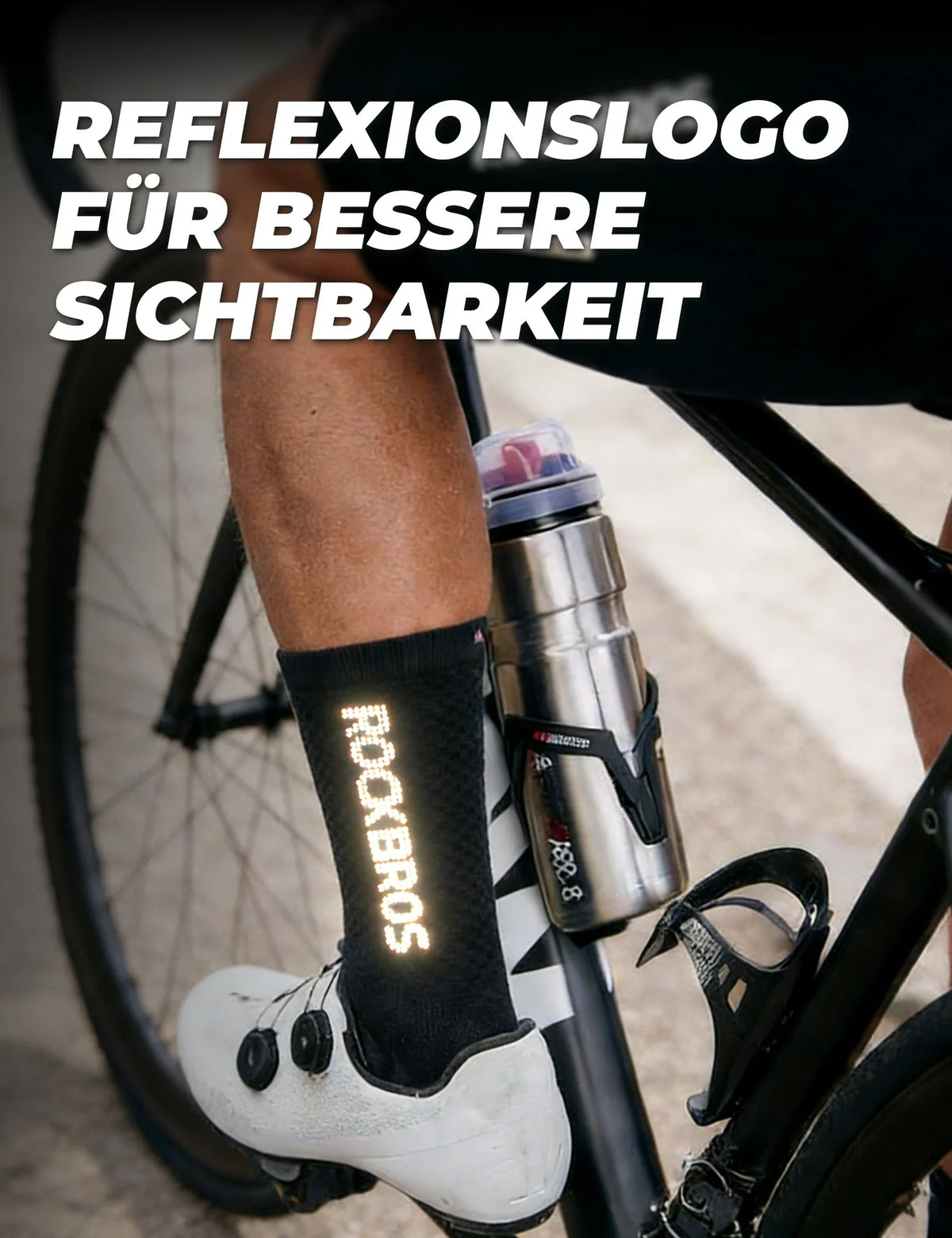 ROCKBROS Calcetines de ciclismo con logo reflectante, pack de dos pares